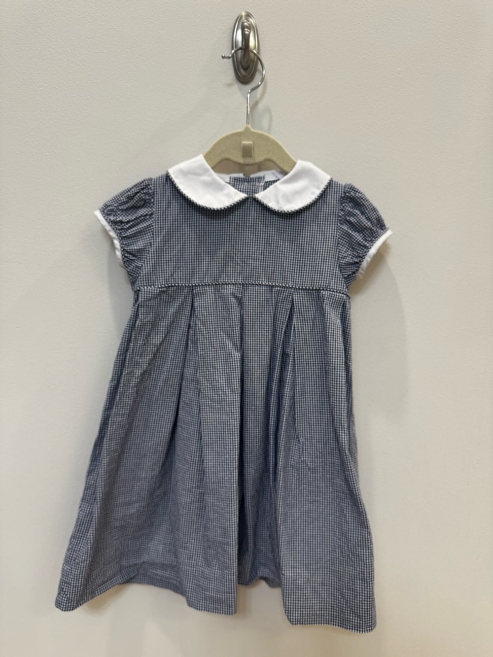 Little English Toddler Blue Gingham Dress with White Peter Pan Collar